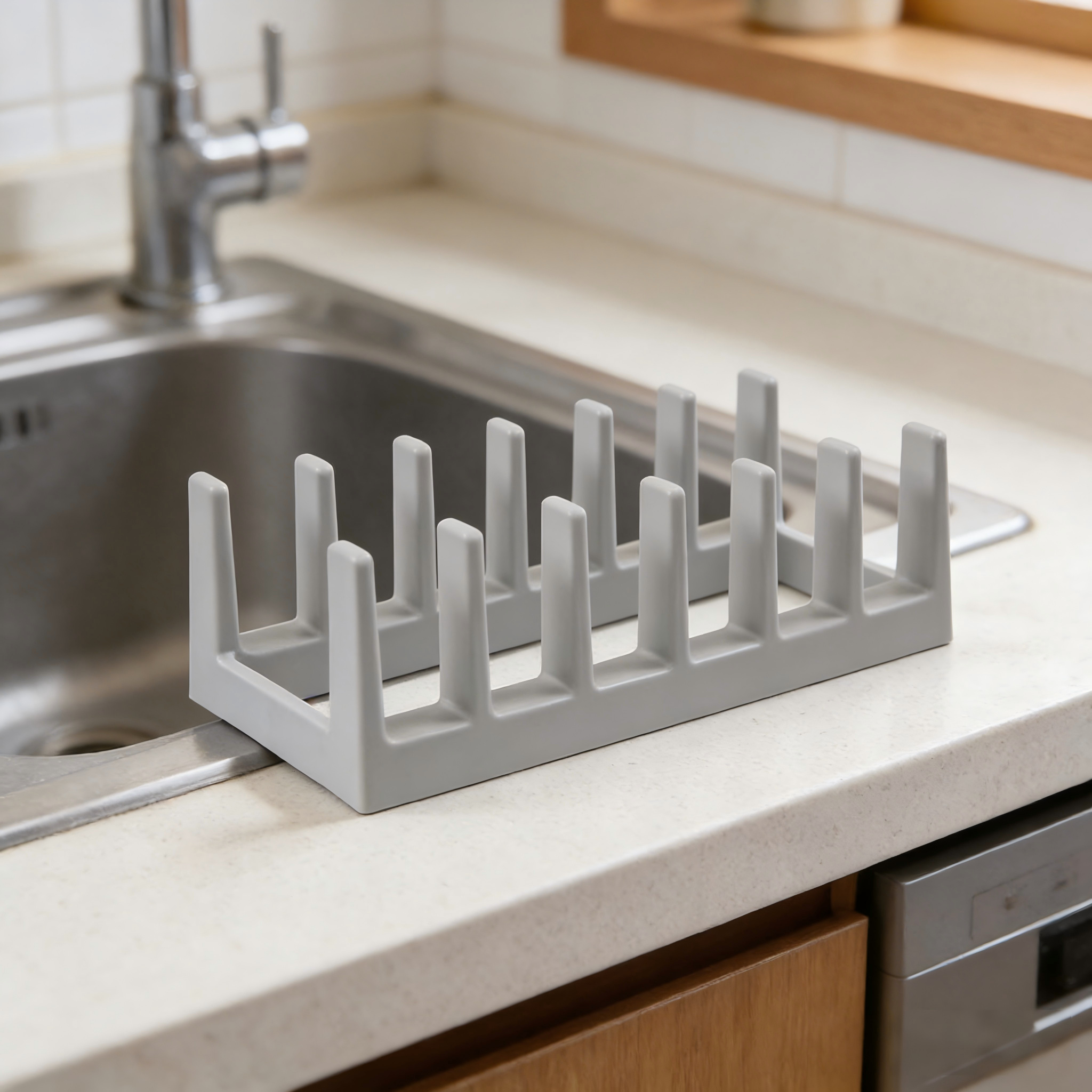 Kitchen Multifunctional Storage Rack, Pot Lid Rack And Plate Rack With Drainage, 2-in-1 Space- And Convenient