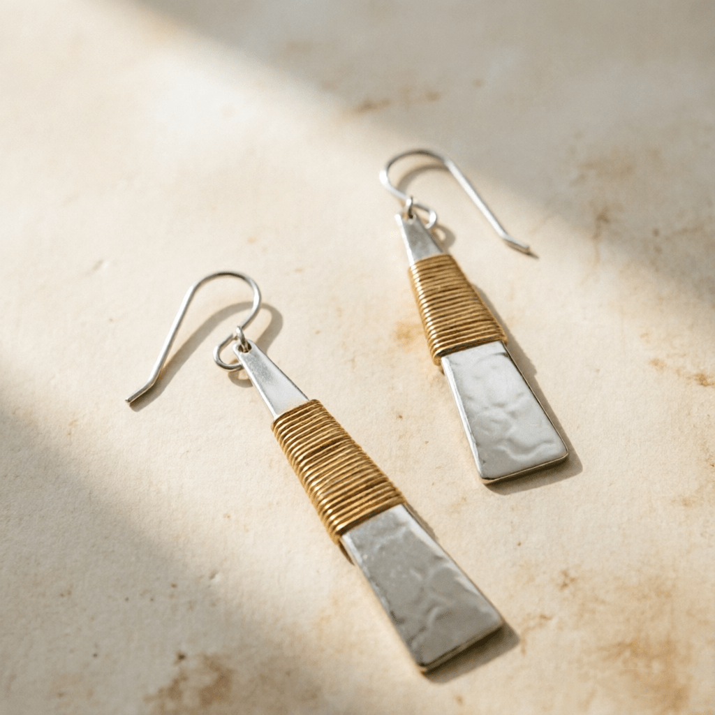 Women's Handmade Retro Hammer Patterned Pendant Earrings
