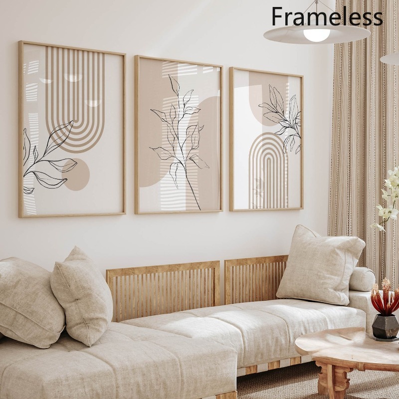 TEMU 2d Flat, 3pcs Modern Minimalist Boho Botanical Posters - Neutral Vertical Wall Art Prints Suitable For Living Room, Bedroom, Office Decor,