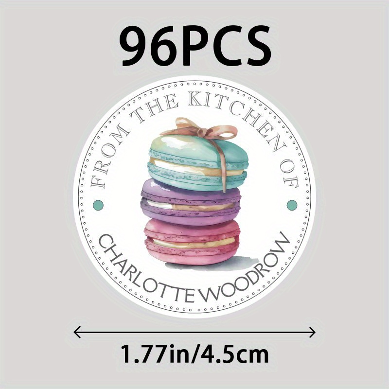TEMU Customized 48/96pcs Name, "handmade Products" Macaron Baking Theme Customized Stickers, Dessert Gift Box Sealing Stickers, Gift Sticker