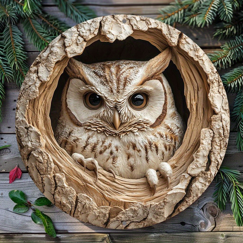 

1pc Owl- Aluminum Metal , 2d , Hanging Decorative Plaque For Bar, , , , , , Decor, 's Day & , Multipurpose, No Needed, 8x8