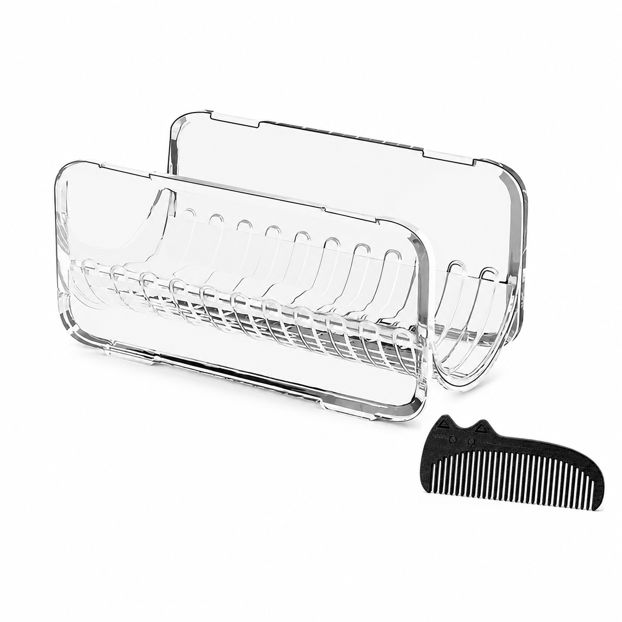 TEMU 2pcs Set (curling Iron Holder + Portable Comb) - Curling Iron Storage Rack, Hair Dryer Storage Box, Egg Roller Curling Iron Organizer, Item
