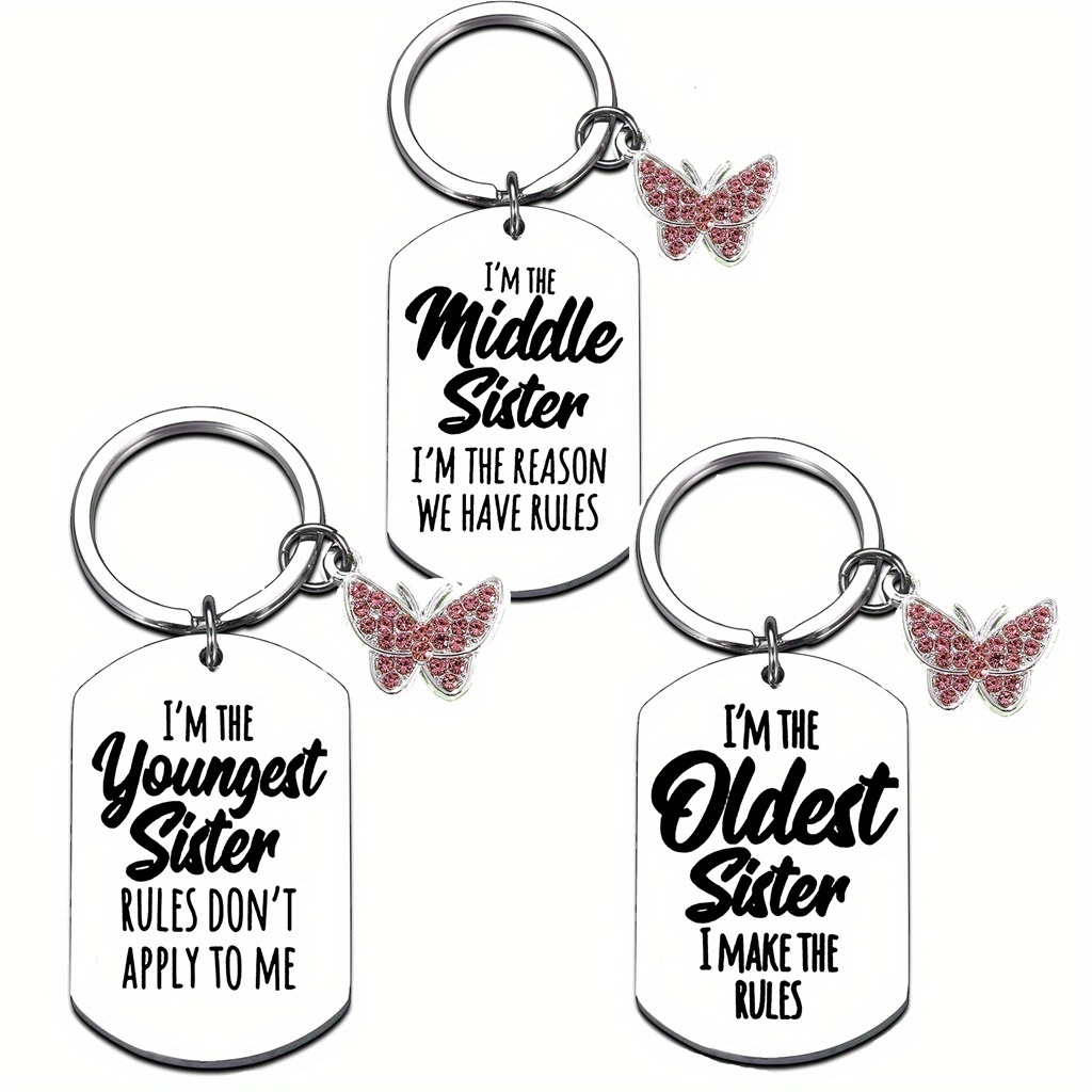 TEMU 3pcs Set I'm The /middle/oldest Sister Humorous Keychain Gift For Sisters' Birthday