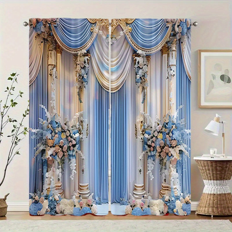 

2pcs European- Curtains, Rod Drapes, - Polyester Panels, , , For , , - For Weddings, Birthdays, Anniversaries