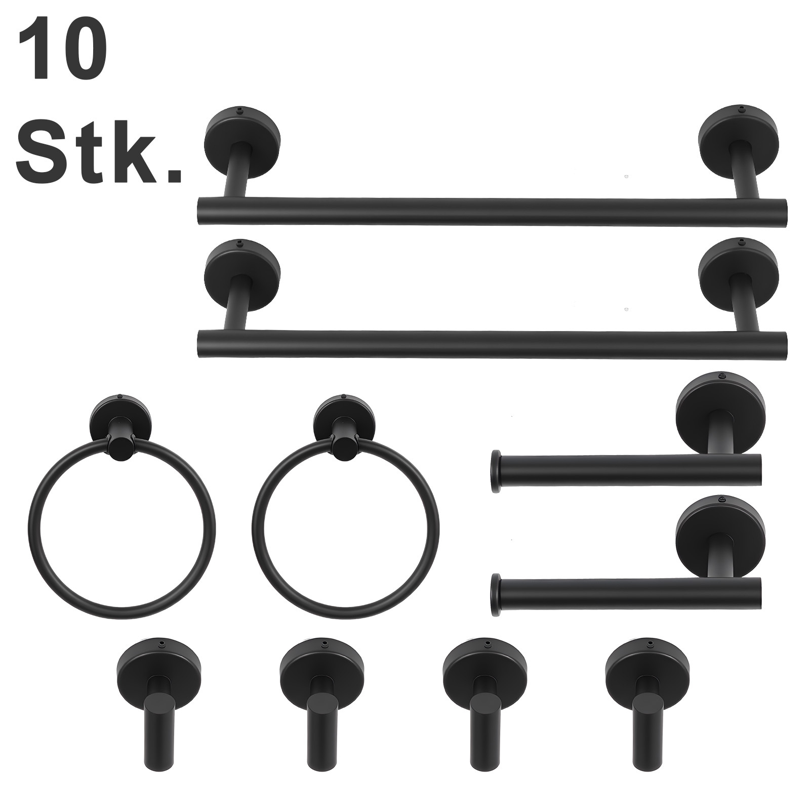 10pcs Bathroom Accessories Set No Drilling Towel And Toilet Roll Holder Set, Self Adhesive Toilet Roll Holder, Towel Rail, Hook