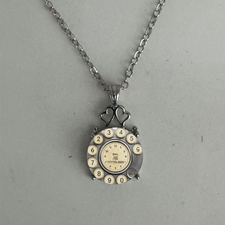 TEMU 1pc Collier Téléphone Rotatif Vintage, Collier Numérique Rétro, Collier Nostalgique, Collier , Collier Feuille, Collier Circulaire, Collier