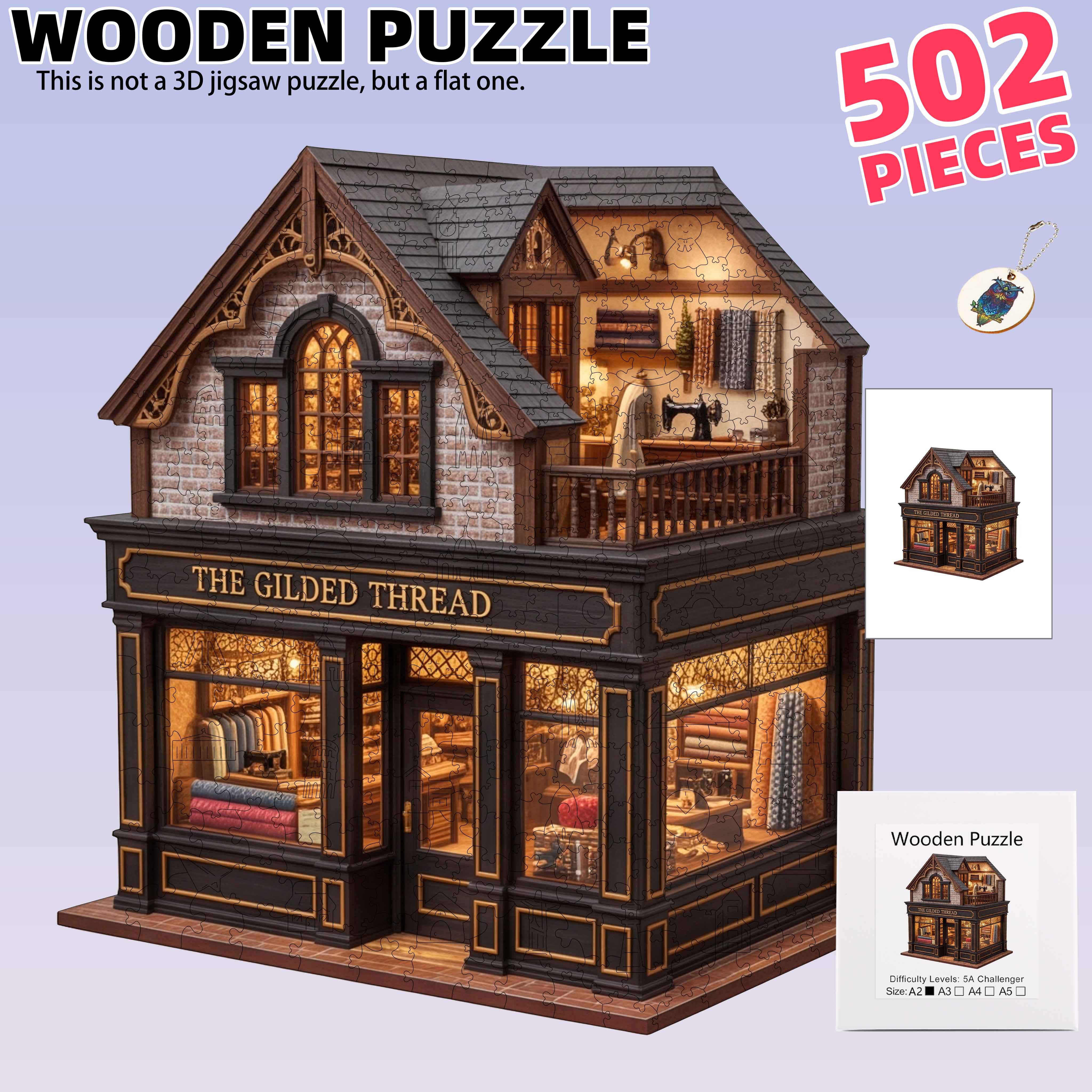 502pcs Tailor Shop Model Wooden Puzzle, Gift for Ages 14+