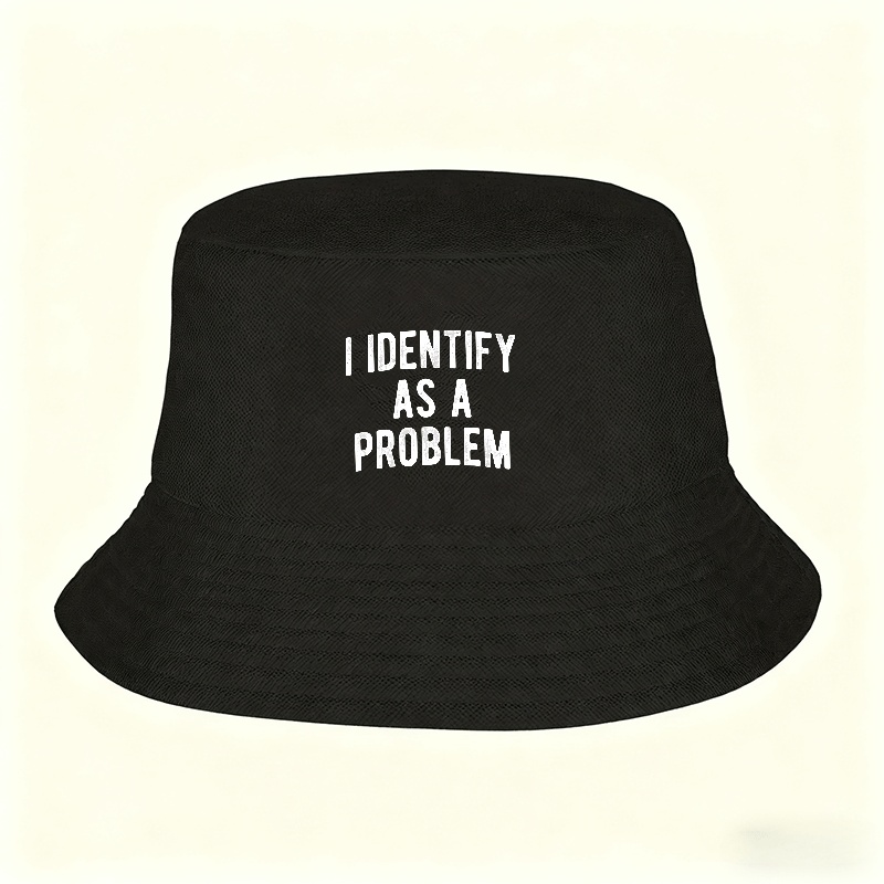 TEMU 1pc Funny "identify As A Problem" Cap - Unisex Outdoor Sun Hat With Statement Text, "identify As A Problem", Hand Washable Suitable For Men &,