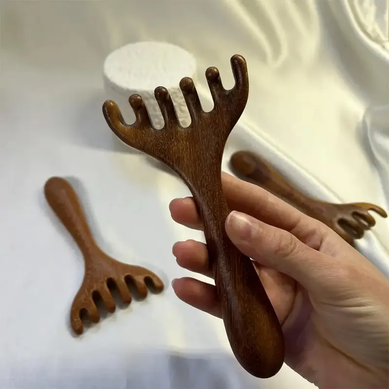 custom engraved wooden scalp massager tool deer antler with laser engraved text portable head scratcher for ideal gift for family relaxation tool natural smooth texture Product details 1