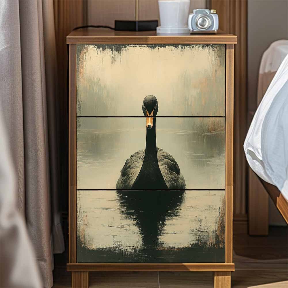 TEMU 3pcs Elegant Black Swan Selfadhesive Transfers For Wood, Plastic, Glass, Metal, Ceramic Single Use Cartoon Pattern Paper Stickers For Diy Crafts