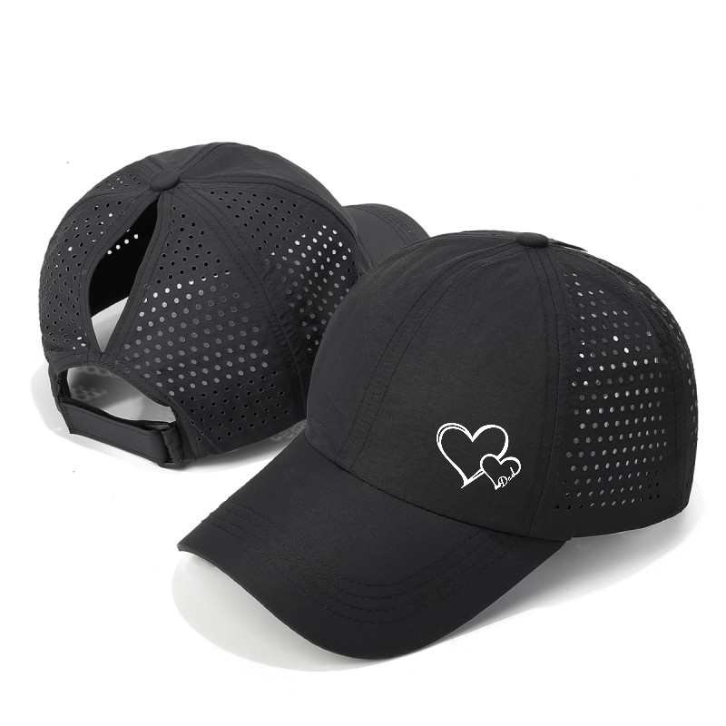 TEMU Casquette de baseball à imprimé cœur avec trous d'aération respirants, réglable, convient aux hommes et aux femmes pour les vêtements de sport