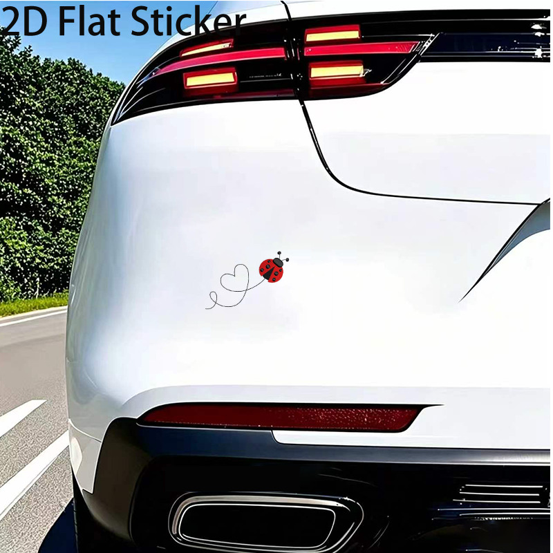 TEMU 4pcs 2d Flat Sticker Ladybug Heart Pattern Car Skin Decal, Car Sticker, Vinyl Sticker, Suitable For Car Rear, Car Surface, Trucks, Motorcycles,
