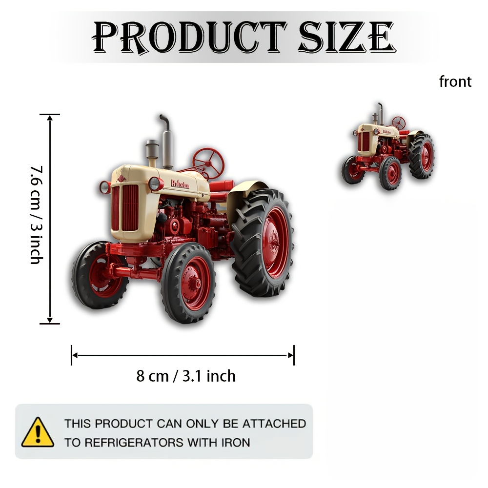TEMU New 2026 Model, A 2d Flat Acrylic Magnet Made Of Acrylic And Rubber, Featuring Vintage Tractor Artwork. Perfect For Agricultural Enthusiasts,