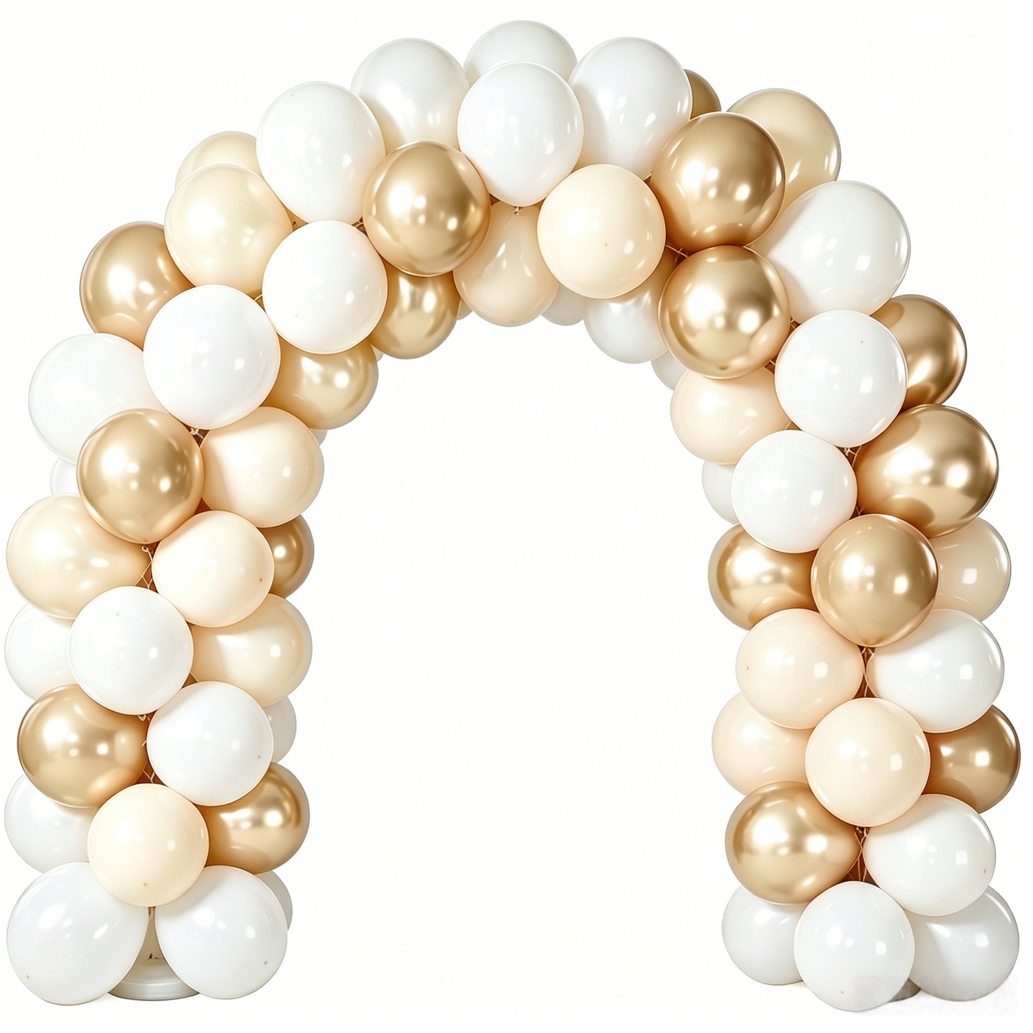 Image of 65pcs Sand White Arch Kit, White Beige Chrome Golden Balloons Cream Balloons For Boho Neutral Wedding Bridal Shower Birthday Party New Year Decorations