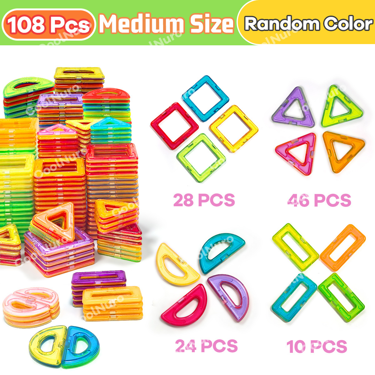 Image of Magnetic Blocks Building Toys, Magnet Stem Toys Learning Educational , Birthday Gift Magnet Gift Christmas Stocking Stuffers, Random Color In Christmas Stocking