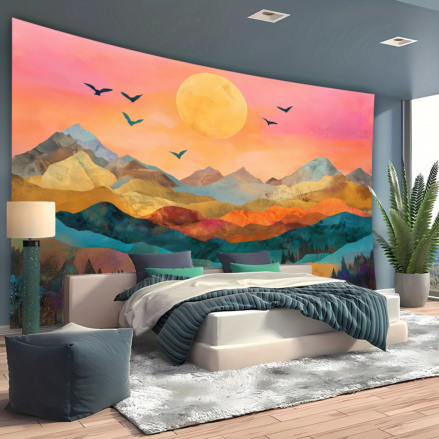 Vibrant Mountain Landscape Tapestry Wall Hanging For Bedroom Home_voghion.com