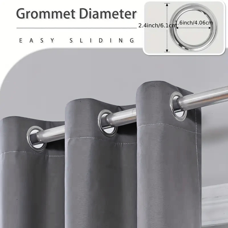 два штора-теплоизолятора, 100% светонепроницаемые, шумопоглощающие, солнцезащитные шторы, затемняющие комнату, из однотонного полиэстера с подкладкой с покрытием, легкие, с верхним отверстием для подвешивания, в современном романтическом минималистичном стиле Детали 9