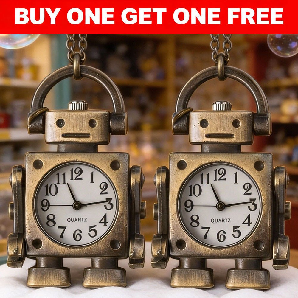 TEMU Buy 1 Get 1 Free, 2pcs Robot Shape Round Dial Quartz Pocket Watch, For Birthdays, Valentine's Day, Graduation Ceremonies, And Yea