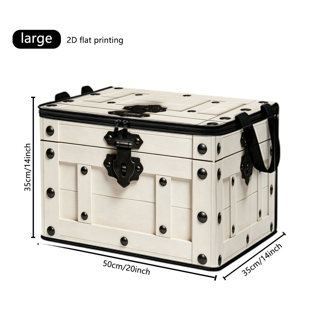TEMU Large Capacity Foldable Storage Bin With Wood & Rivet Trim - Suitable For Clothes,, Office Supplies, Bathroom Essentials, Pet Organizer - Non-