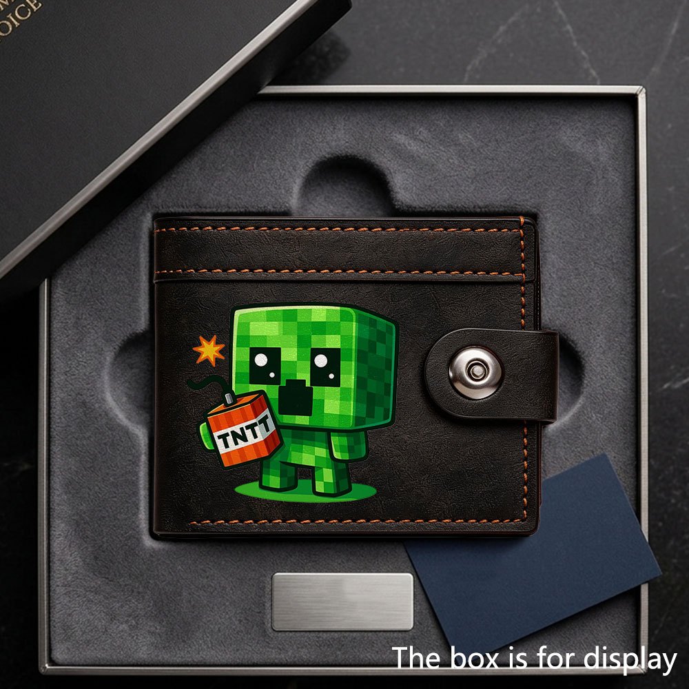 TEMU Cute Pixel Little Zombie Classic Retro Men' Purse With Snap Closure And Multi-card Slots, Can Hold Credit Cards, Personal Id, Cash, Etc.,