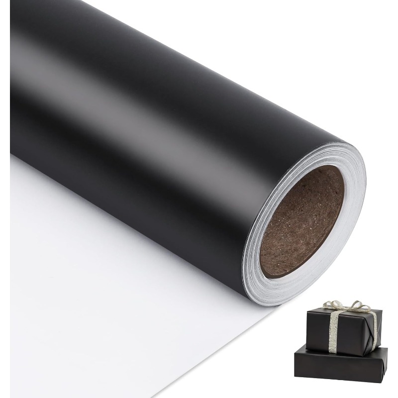 TEMU 1 Rol Metalen Zwart Inpakpapier, Kleur Papier, 17 Inch X 144 Inch Per Rol, Cadeaupapier, Perfect voor Trouwerij, Valentijnsdag, Verjaardag, Baby