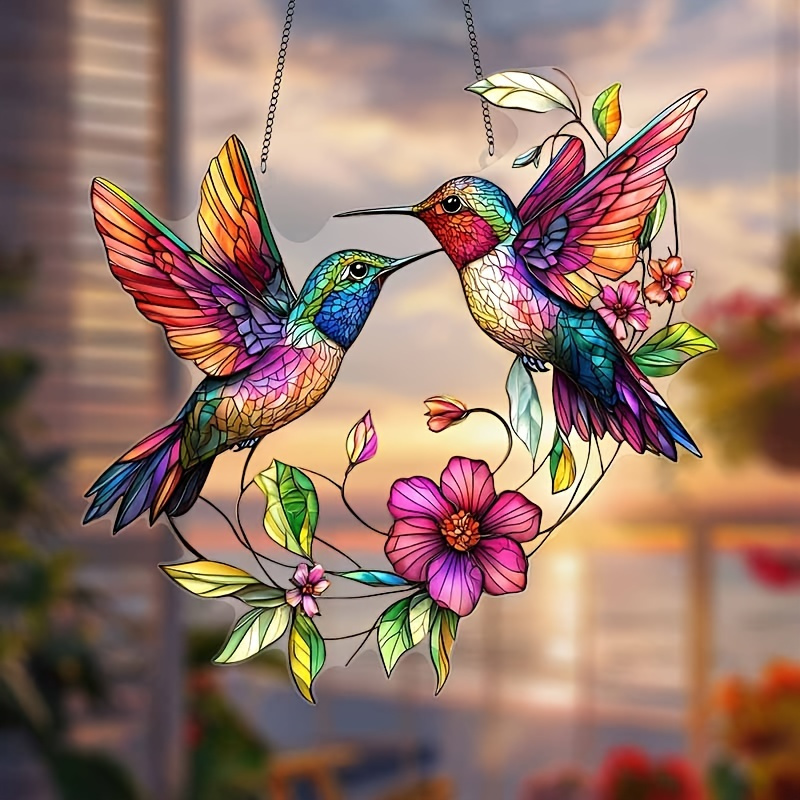 

Hummingbird 2d Flat Acrylic Suncatcher - 8"x8" Christmas Decor, Perfect Gift For Women & , Unique Holiday Room And Wall Accent, Ideal Housewarming Present