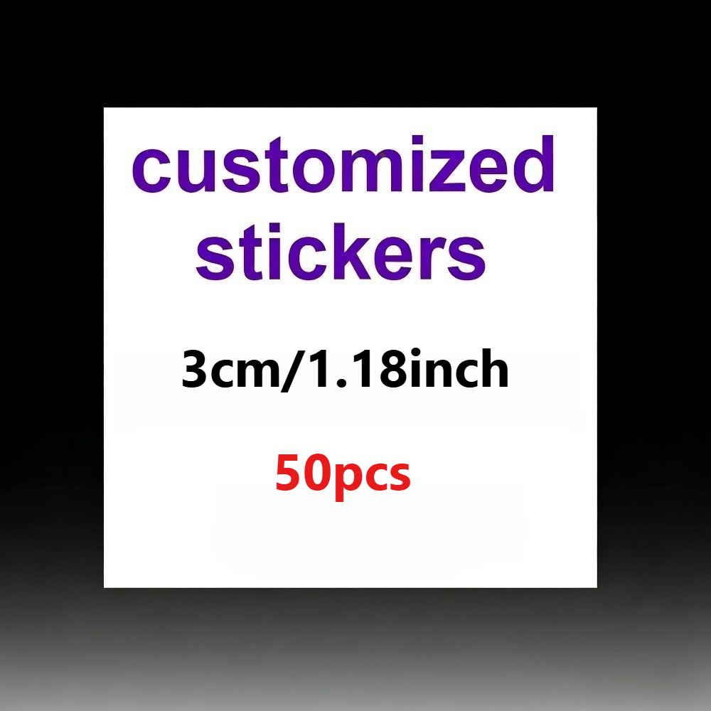 TEMU 50/100pcs Customizable 1.18/1.57/1.97/2.36inch, Customization, 3/4/5/6cm Personalized White Background Stickers, Square, Square Waterproof Label
