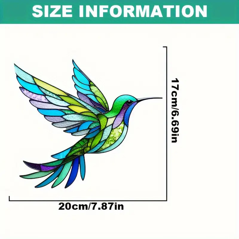 TEMU 2d Flat - Acrylic Suncatcher In A 2d Flat Design Featuring A Whimsical Hummingbird, Perfect For A To Your Windows Or Garden. This Decorative