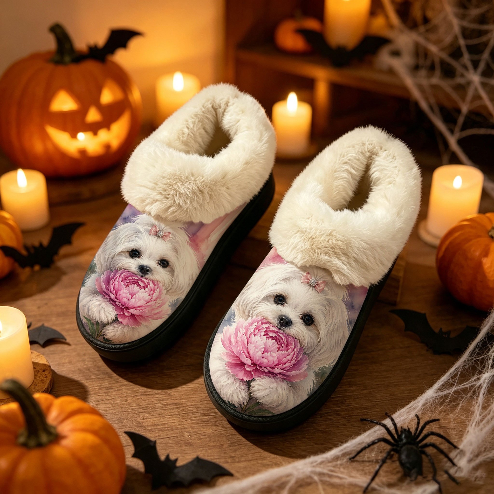 TEMU Lint-resistant Halloween Plush Slippers, Durable Unisex Holiday Vibe Indoor House Shoes, Women Shoes