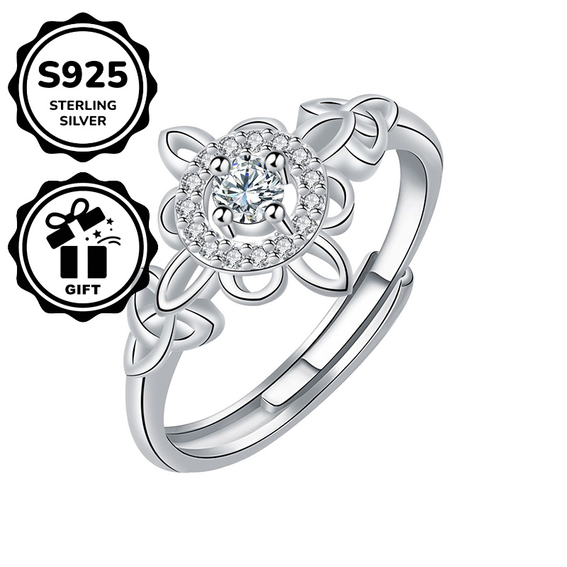 Women's Adjustable Celtic Knot Wreath Open Ring, Elegant Gift