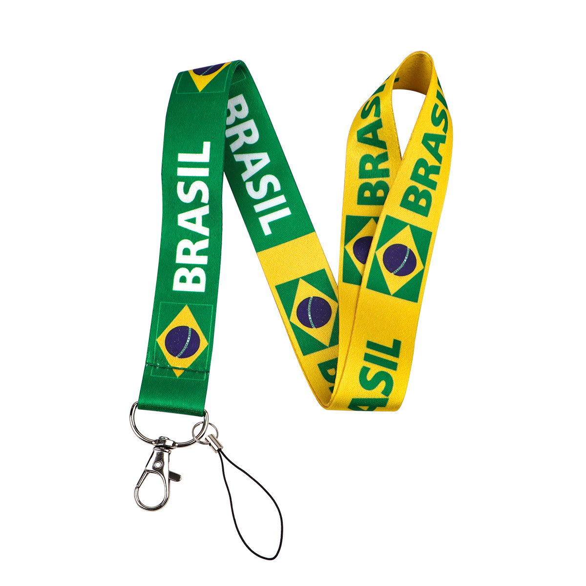 TEMU 1 pieza Cordón con de Brasil para , llaves y teléfono, cordón de cuello con de para a los deportes, cordón unisex de poliéster para y oficina