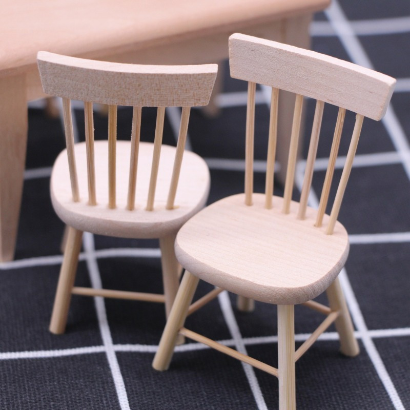 5pcs   miniature wooden dining set 1 12 scale table chairs natural finish ideal for   decor gifts for valentines new year easter miniature wooden boxes details 3