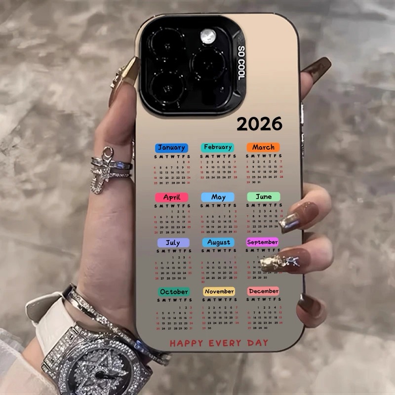 TEMU Custodia per Telefono con Motivo Calendario 2026 , Compatibile con iPhone