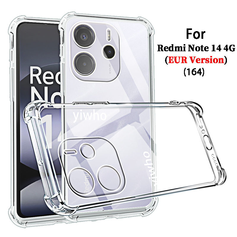 E-shop Handyhülle - Transparente Handyhülle für Redmi Note 14 4G (EUR Version) () Clera Rückseite Note14 4G Handyhüllen Schutzhülle für Kamera