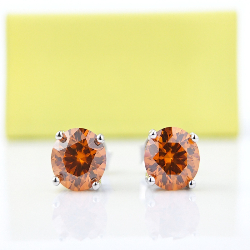 Women's Brilliant Round Cut Moissanite Stud Earrings, Simple Luxury
