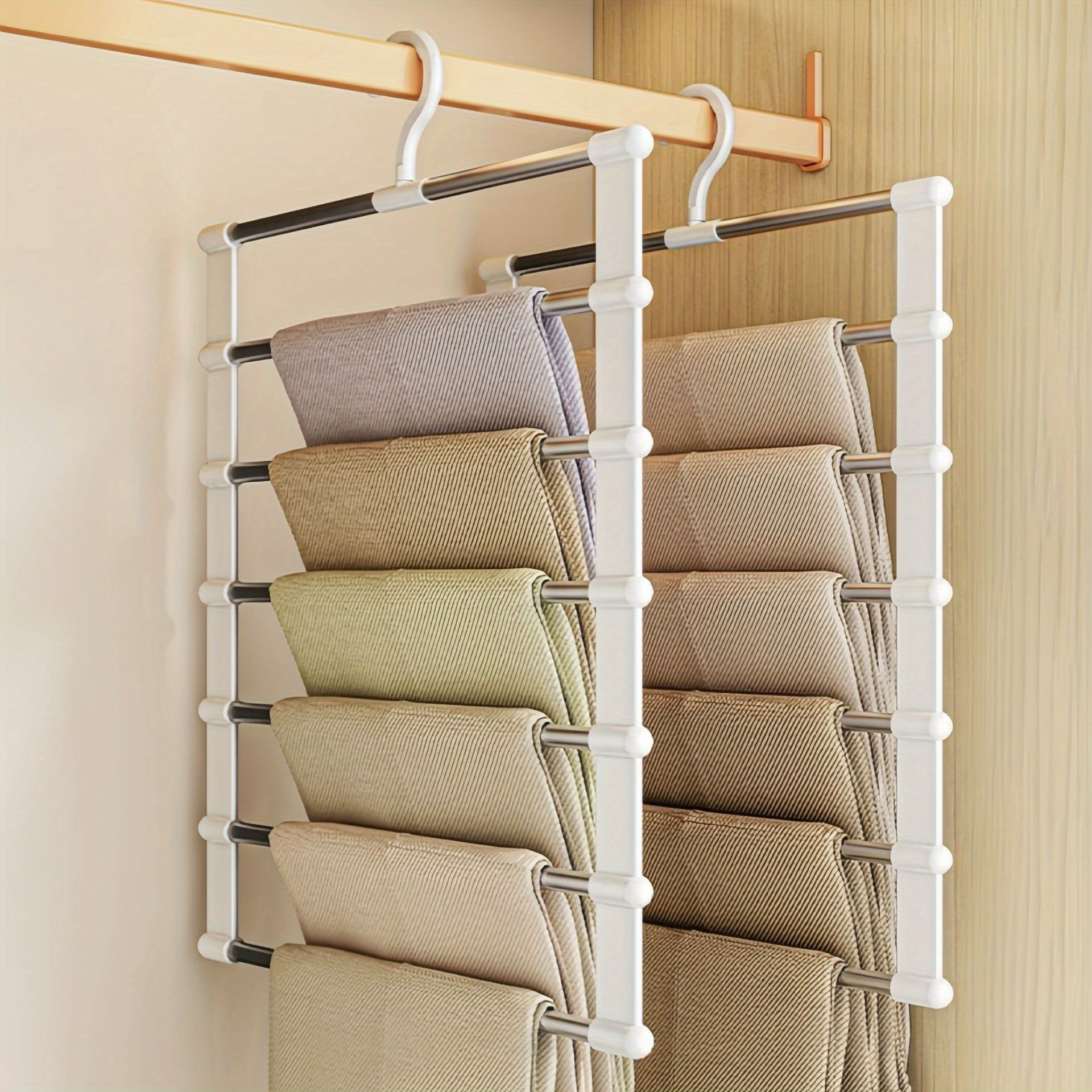 

1pc Space Saving Foldable Pant Rack-stainless Steel Organizing Box, Suitable For Jeans, Leggings And Trousers