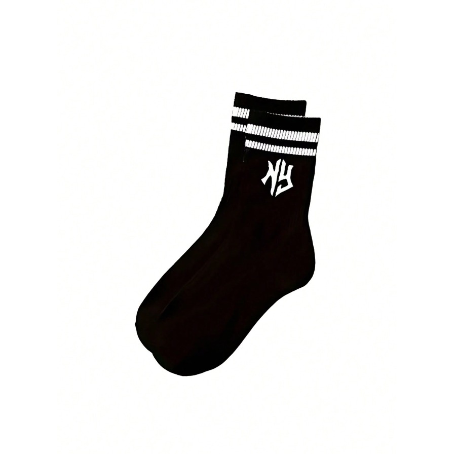 TEMU 5 Pairs Striped Crew Socks, Men's And Women's Breathable Comfortable Casual Socks, College Style Street Trend Striped Crew Socks, Men's And