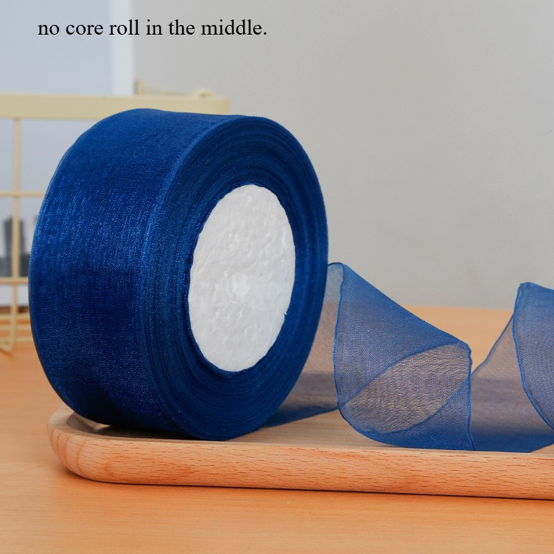 TEMU Cinta de organza y gasa de 4 cm en azul con , 7 metros, para de bricolaje, accesorios para el cabello, arreglos florales, envoltura de regalos,