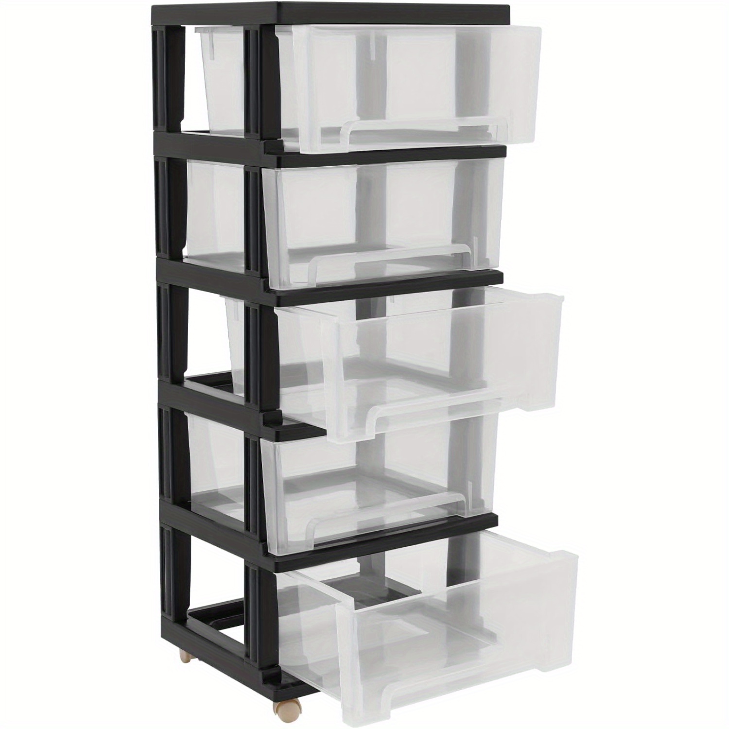 TEMU Black Storage Unit With 5 Drawers, Ideal For Organizing Items In Bedrooms, Entrances, And Settings Like Homes, Schools, Gyms, And Workplaces