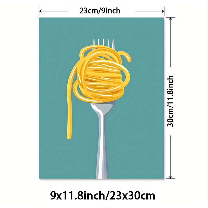 TEMU 2d Flat, 2d Flat, 1 Unframed Poster Featuring A Fork, Showcasing Italian Pasta As Decorative Art, With A Background. This Minimalist Includes