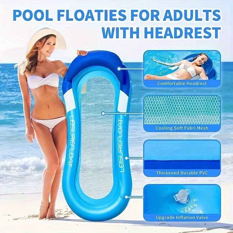 1pc Inflatable Pool  - Durable Thickened PVC, Soft and Comfortable Water Bed, Suitable for Family Pools, Courtyards, and Summer Leisure Use, Bright Colors,   Pool Rest