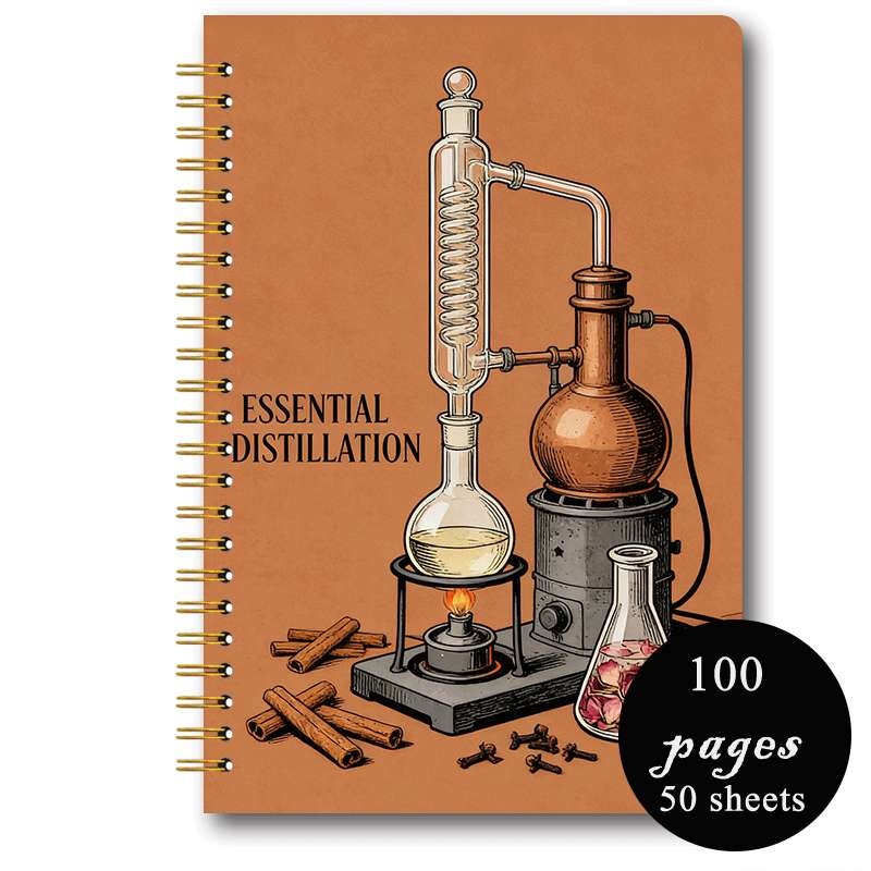 TEMU 1pc Aromatherapy Journal & Plant Distillation Notebook - Lined Pages Spiral Bound Book With , Compact 5.5"x8.3" Suitable For School, Wellness