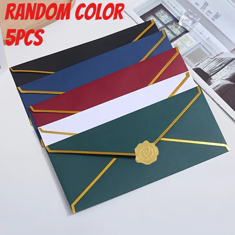 Random /10pcs Luxury Envelope Kit With Seals | 5 Colors Elegant Wedding Invitation Envelopes, Thank You Cards | Birthday, Corporate Events, Christmas