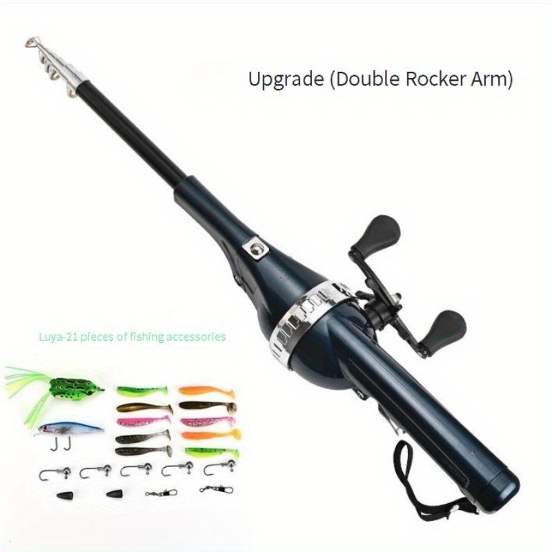 TEMU Upgraded 1.31m Piece Foldable Fishing Rod +21 Piece Set, Built-in Reel And Fishing Line, Portable Pocket Casting Rod Fishing Equipment Double Rocker Arm Casting Rod Sub