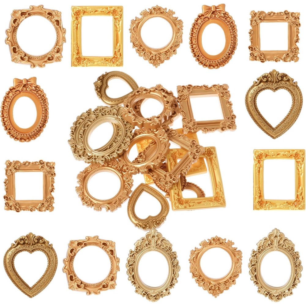 item picture 14pcs pack vintage mini photo frames small resin picture frames with vintage rectangular oval suitable for diy for decor wall table display for photos keepsakes certificates retro frames