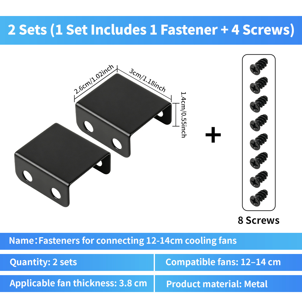 TEMU Hardware di montaggio per ventole di raffreddamento compatibile con custodia del computer e router - Staffa connettore multi-ventola con base