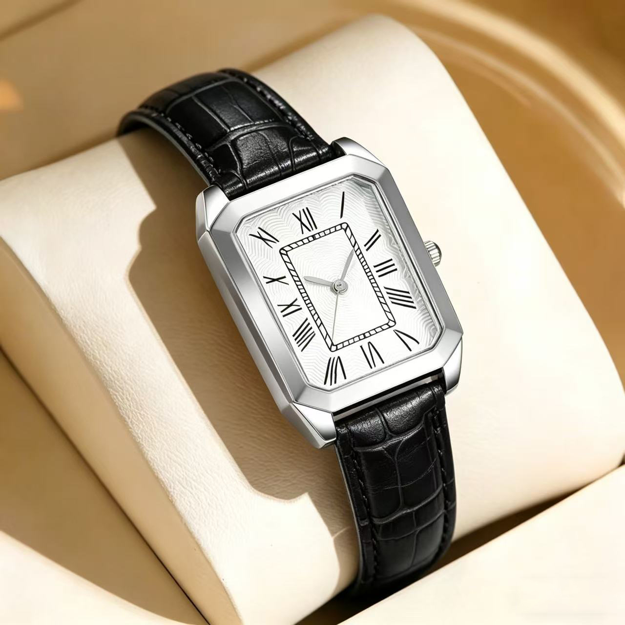 Image of Women's Elegant Shockproof Quartz Watch With Display - Square Watch Suitable For Her, Brown Faux Leather Strap & Golden-tone Case - Ideal For Daily Wear, Travel, Gifts(the Box Is Not Included)