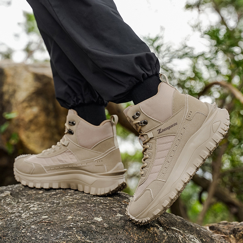 Autumn New High-Top Large-Size Hiking Boots, Comfortable Thick-Soled Lightweight Casual Walking Shoes, Suitable for All-Season Daily Outdoor Sports, Walking, Travel, Hiking, and Camping Gear