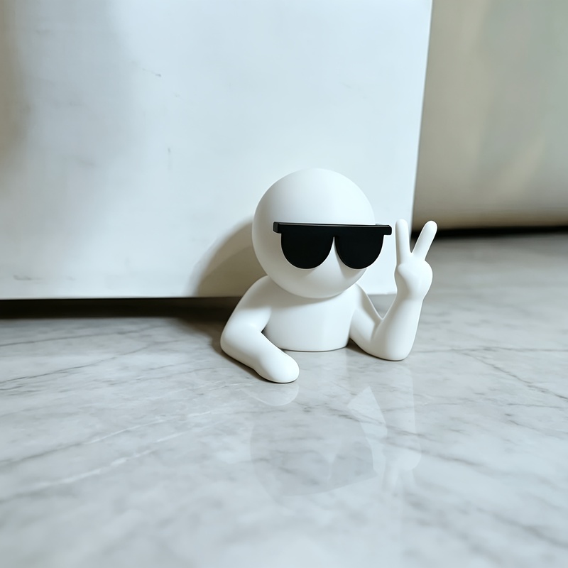 TEMU 1 Butoir de porte amusant de lunettes de mode blanches, en plastique antidérapant, adapté à , à et endommager ou les sols en bois. Un petit