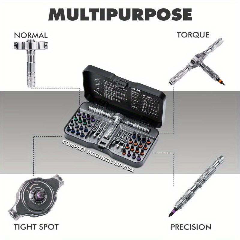 40 en 1, juego de destornilladores de rascador multifuncionales, bits magnéticos multiusos, mini kit de herramientas de reparación, herramientas domésticas para PC e for iphone, etc. - Imagen 6